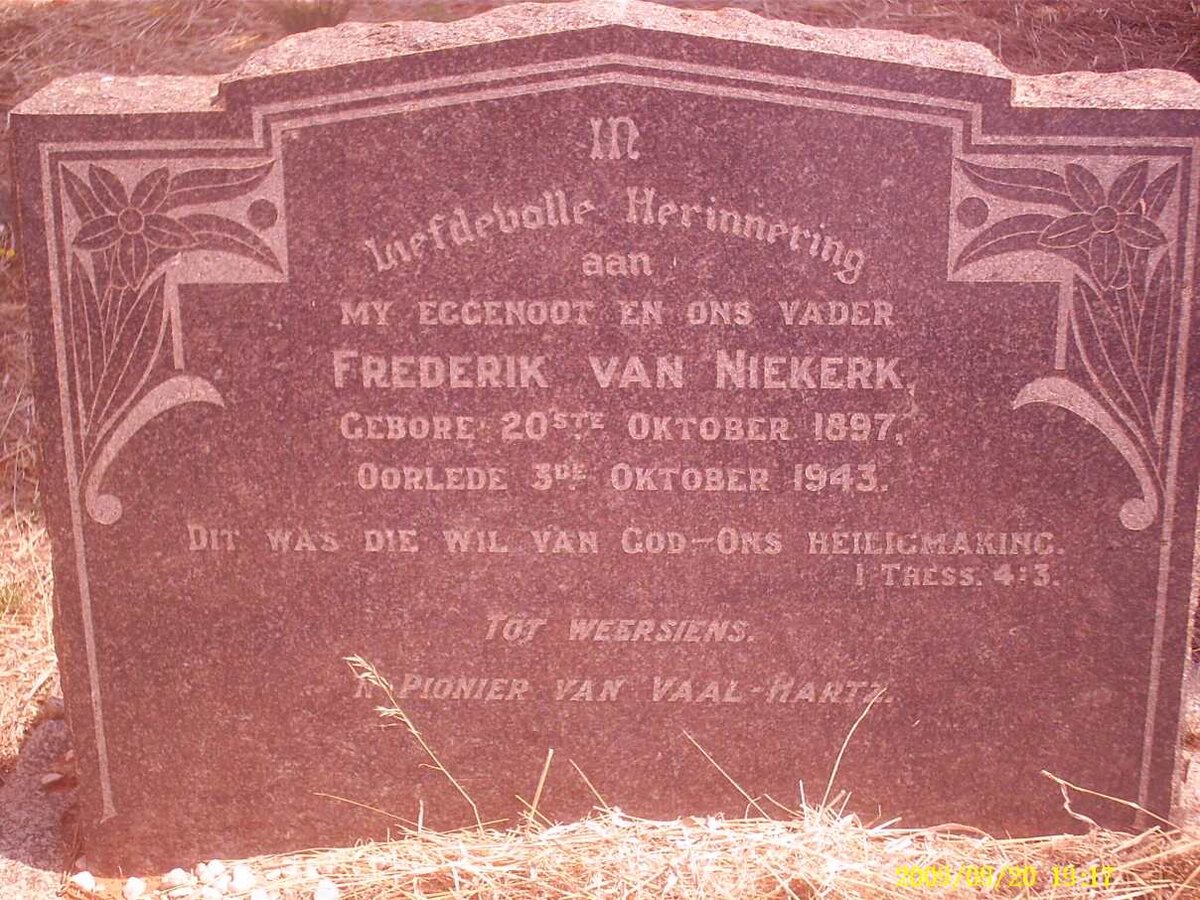 NIEKERK Frederik, van 1897-1943