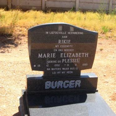 BURGER Marié Elizabeth nee DU PLESSIS 1950-1990