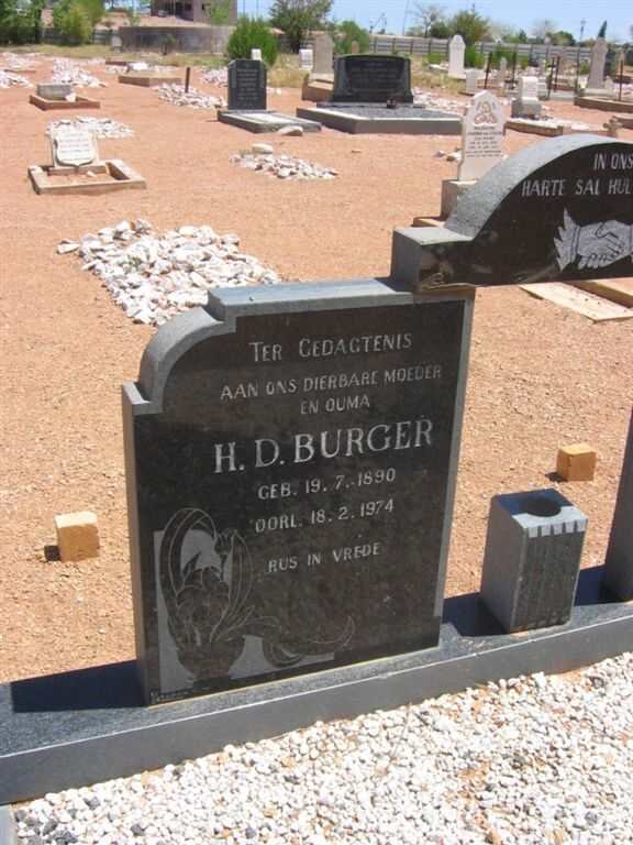 BURGER H.D. 1890-1974