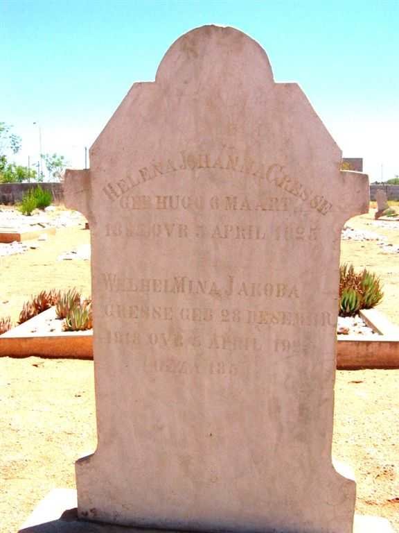 GRESSE Helena Johanna nee HUGO 1895-1925 :: GRESSE Wilhelmina Jakoba 1918-1925