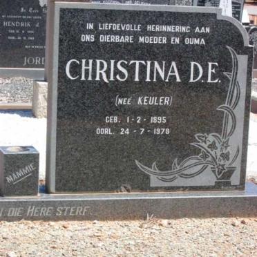 MULLER Petrus J. 1899-1972 &amp; Christina D.E. KEULER 1895-1978