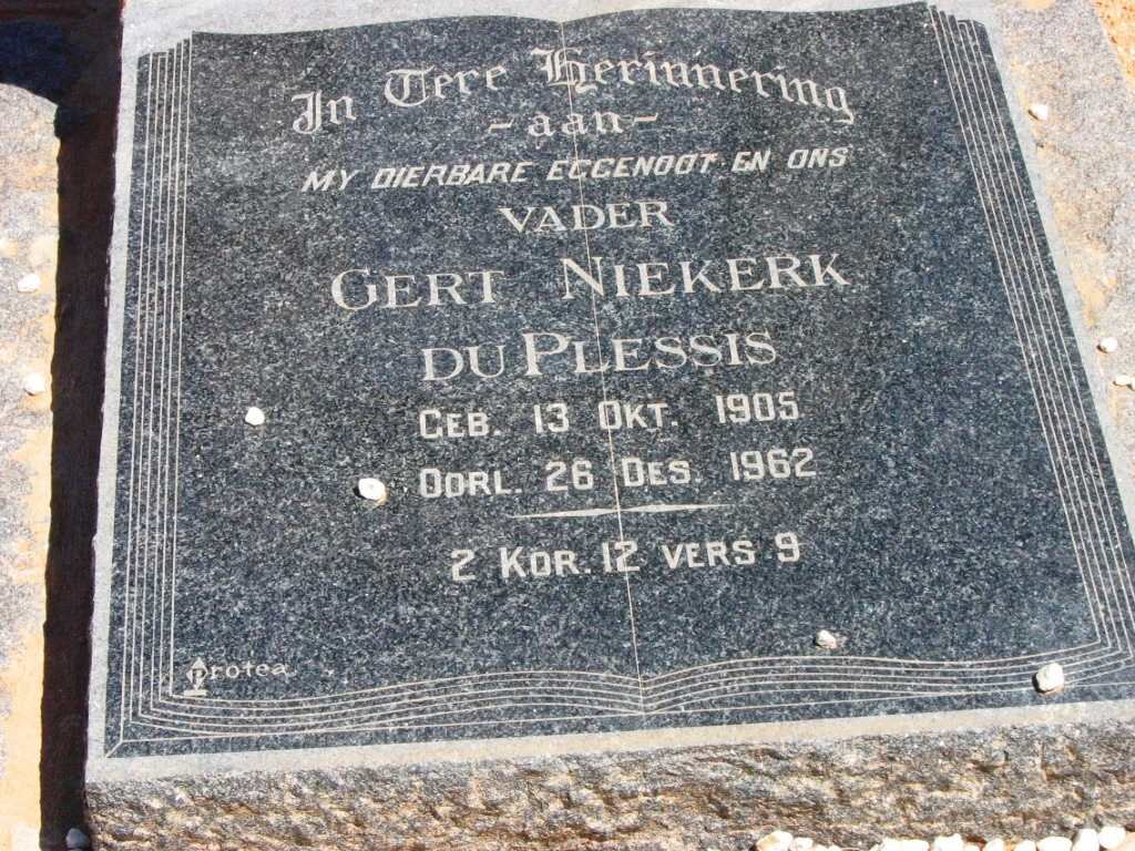 PLESSIS Gert Niekerk, du 1905-1962