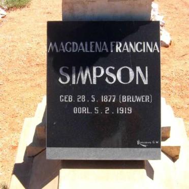 SIMPSON Magdalena Francina nee BRUWER 1877-1919