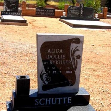 SCHUTTE Alida Dollie nee RYKHEER 1920-2003
