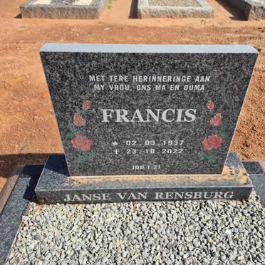 RENSBURG Francis, Janse van 1937-2022