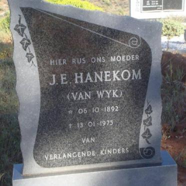 HANEKOM J.E. nee VAN WYK 1892-1975