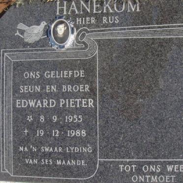 HANEKOM Edward Pieter 1955-1988