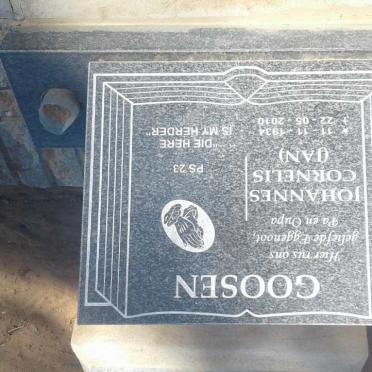 GOOSEN Johannes Cornelis 1934-2010 &amp; Susannah Wilhelmina 1935-2013