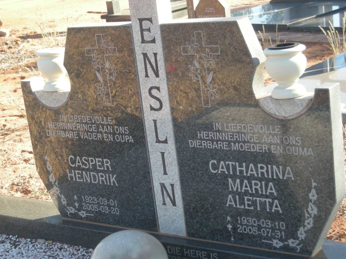 ENSLIN Casper Hendrik 1923-2005 &amp; Catharina Maria Aletta 1930-2005