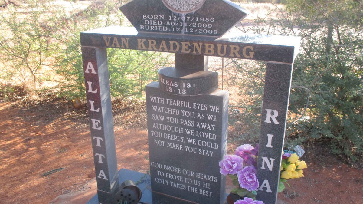 KRADENBURG Alletta Rina, van 1956-2009