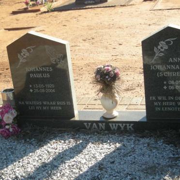 WYK Johannes Paulus, van 1929-2004 &amp; Anna Johanna Sophia SCHREUDER 1927-2012