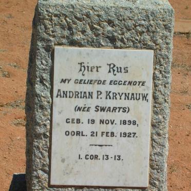 KRYNAUW Andrian P. geb. SWARTS 1898-1927