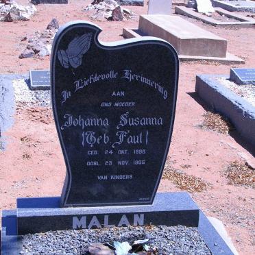 MALAN Johanna Susanna geb. FAUL 1896-1985