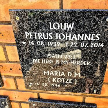 LOUW Petrus Johannes 1939-2014 & Maria D.M. KOTZE 1946-