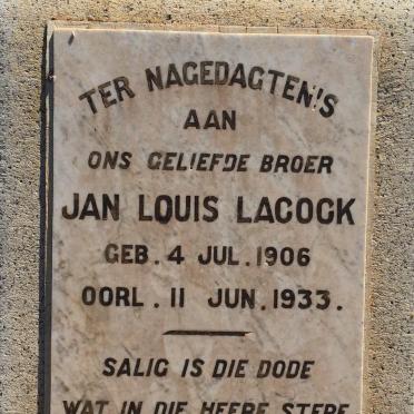 LACOCK Jan Louis 1906-1933