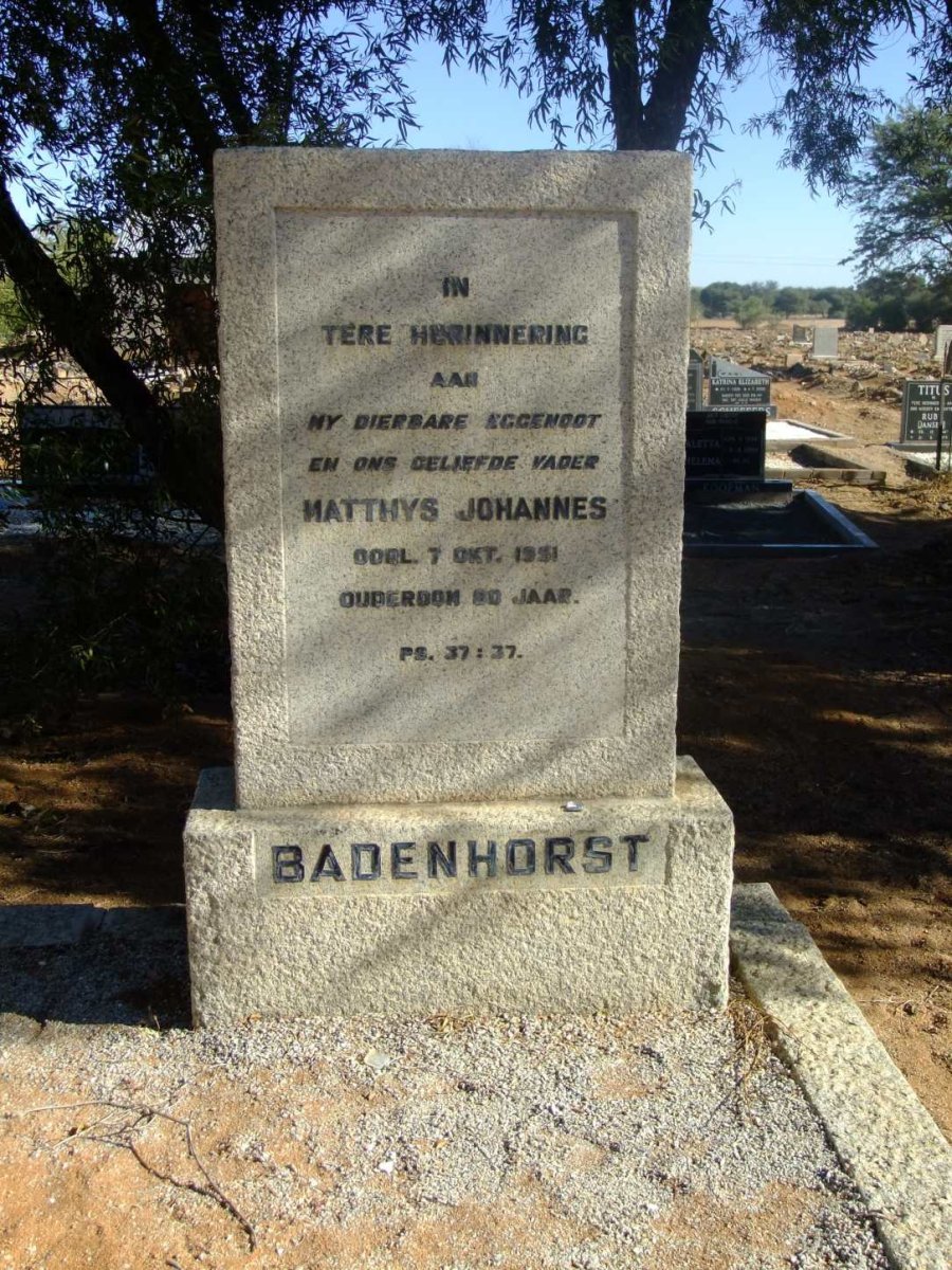 BADENHORST Matthys Johannes -1951
