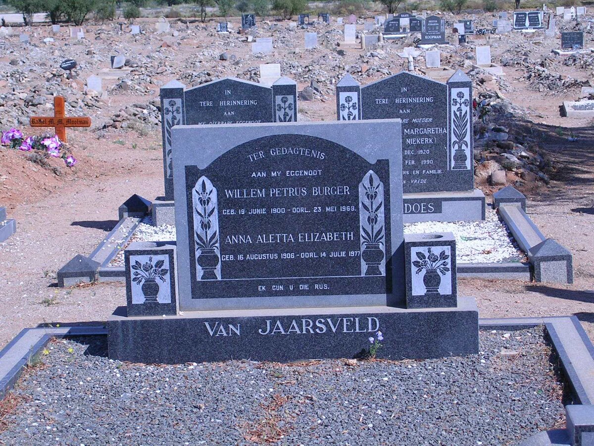 JAARSVELD Willem  Petrus Burger, van 1900-1969 &amp; Anna Aletta Elizabeth 1906-1977