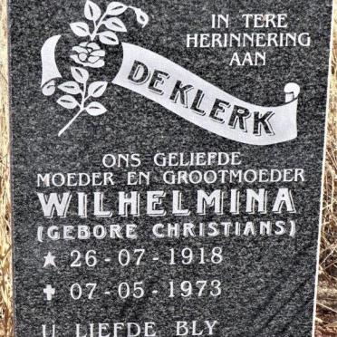 KLERK Wilhelmina, de nee CHRISTIANS 1918-1973