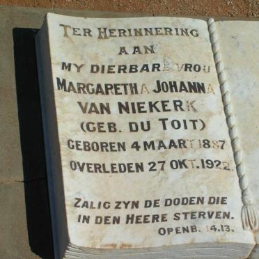 NIEKERK Margaretha Johanna, van geb. DU TOIT 1887-1922