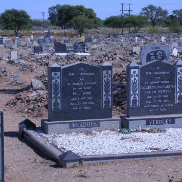 VERDOES Paul John 1910-1965 &amp; Elizabeth Margaretha VAN NIEKERK 1920-1990