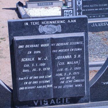 VISAGIE Schalk W.J. 1901-1979 &amp; Johanna S.H. MALAN 1909-1975