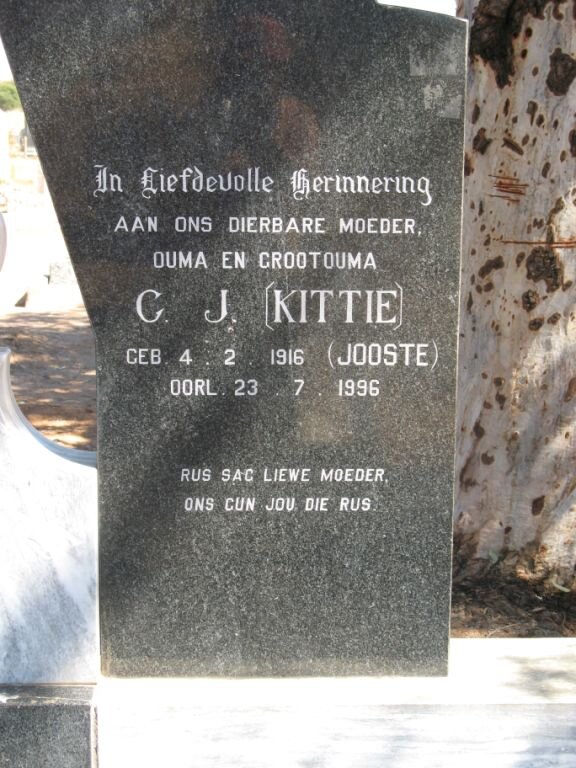 ? C.J. nee JOOSTE 1916-1996