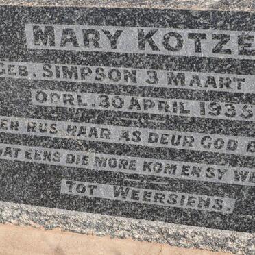 KOTZE Mary nee SIMPSON 1856-1935