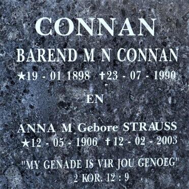 CONNAN Barend M.N. 1898-1990 &amp; Anna M. STRAUSS 1906-2003