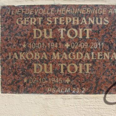 TOIT Gert Stephanus, du 1941-2011 &amp; Jakoba Magdalena 1945-