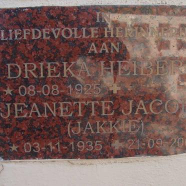 HEIBERG Drieka 1925- :: JACOBS Jeanette 1935-2009