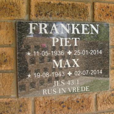 FRANKEN Piet 1936-2014 &amp; Max 1943-2014