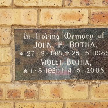 BOTHA John P. 1918-1985 &amp; Violet 1921-2008