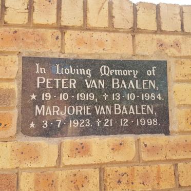 BAALEN Peter, van 1919-1984 &amp; Marjorie 1923-1998