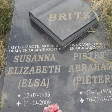 BRITZ Pieter Abraham 1934-2013 &amp; Susanna Elizabeth 1933-2009