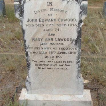 CAWOOD John Edward -1913 &amp; Mary Ann NELSON -1916