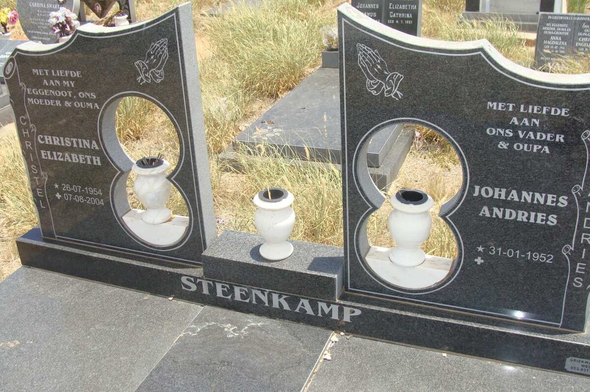 STEENKAMP Johannes Andries 1952- &amp; Christina Elizabeth 1954-2004