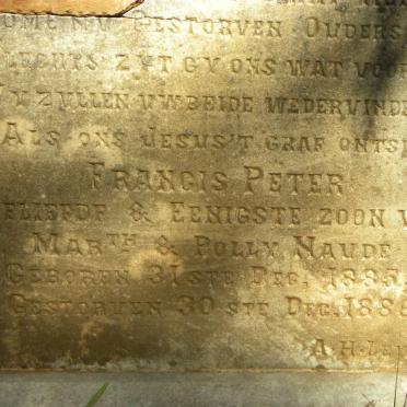 NAUDE Francis Peter 1885-1886