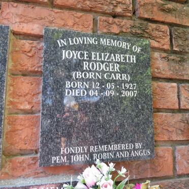 RODGER Joyce Elizabeth nee CARR 1927-2007