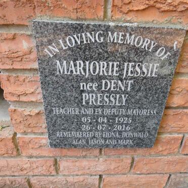 PRESSLY Marjorie Jessie nee DENT 1925-2016