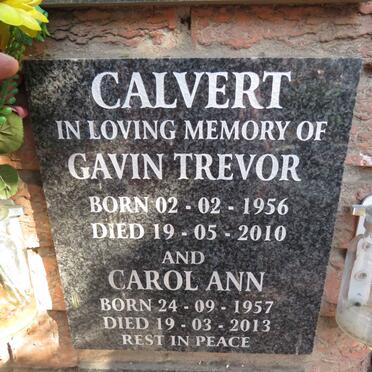 CALVERT Gavin Trevor 1956-2010 & Carol Ann 1957-2013