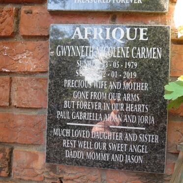 AFRIQUE Gwynneth Nicolene Carmen 1979-2019