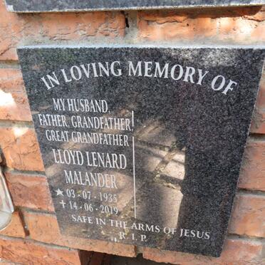 MALANDER Lloyd Lenard 1935-2019