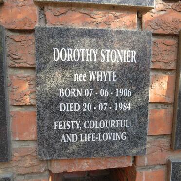 STONIER Dorothy nee WHYTE 1906-1984