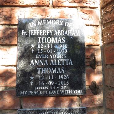 THOMAS Jefferey Abraham 1916-1979 & Anna Aletta 1926-2015
