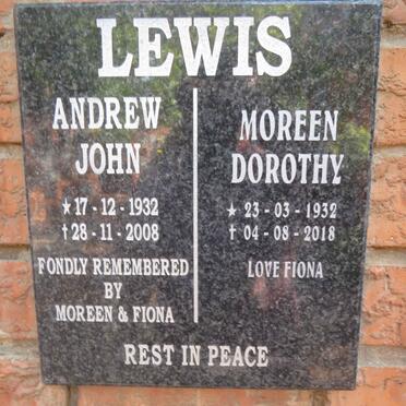 LEWIS Andrew John 1932-2008 & Moreen Dorothy 1932-2018