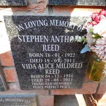 REED Stephen Anthony 1922-2013 & Vida Alice Mildred 1934-2021