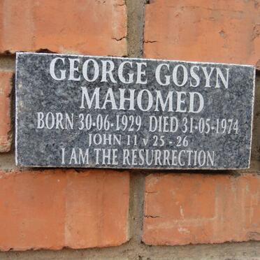 MAHOMED George Gosyn 1929-1974