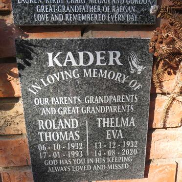 KADER Roland Thomas 1932-1993 & Thelma Eva 1932-2020