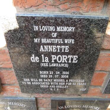 PORTE Annette, de la nee Lawrance 1930-2008