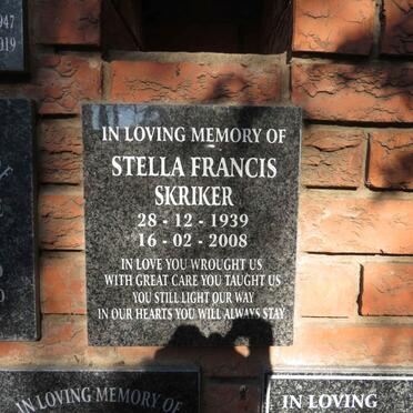 SKRIKER Stella Francis 1939-2008
